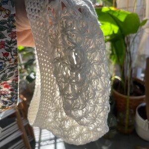 ICING 100% Cotton Woman’s Crochet Slouchy Hat Beret White Star Stich